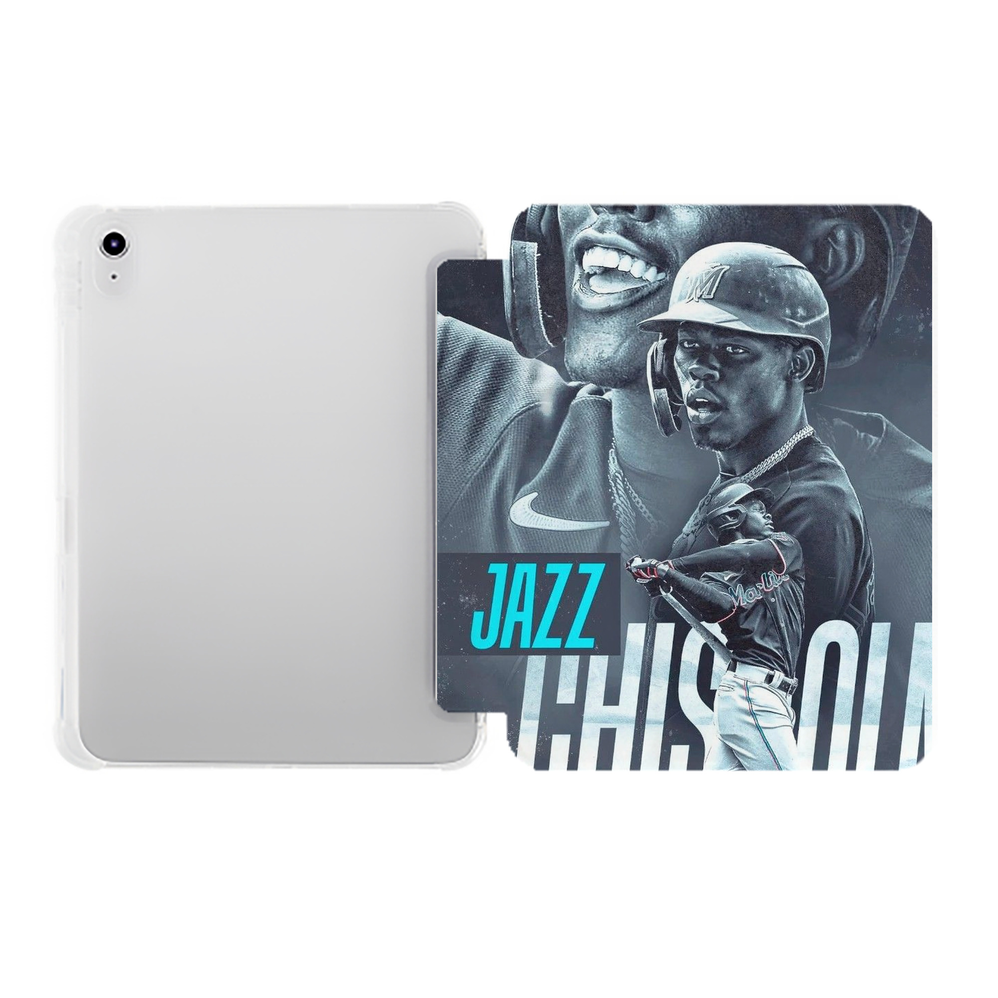 Jazz Chisholm Jr. 45 Premium Tri-Fold PU Leather & Silicone IPad Case With Pencil Slot – Fits 9.5,10.5,10.9 – Adjustable Stand, Slim, Protective